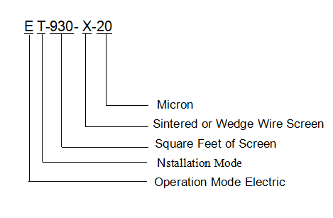 Self-cleaning filter specification model Self-cleaning filter specification model