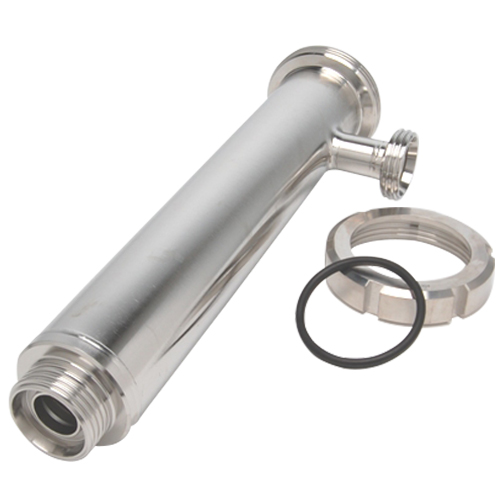 Angle-type strainer body with detachable sanitary connections