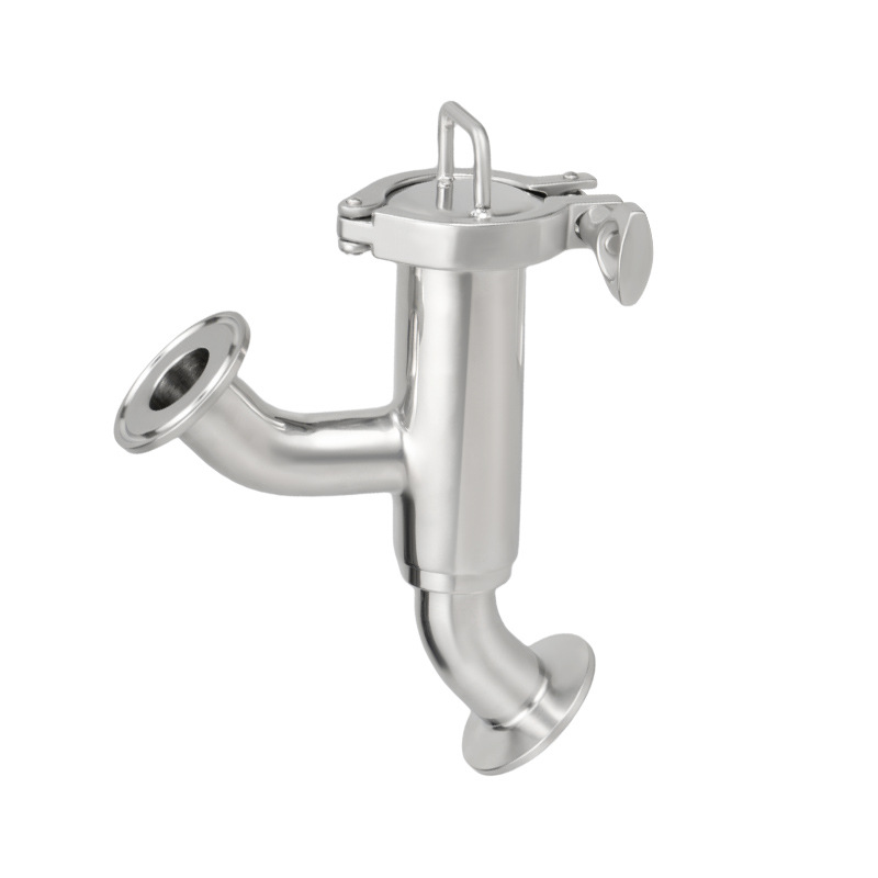 Welded Y-type strainer with angled branch and removable service cover
