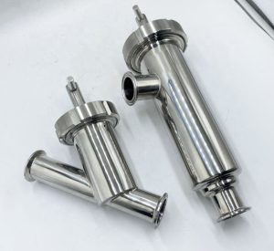 Two stainless steel welded Y-type strainers with sanitary clamp connections