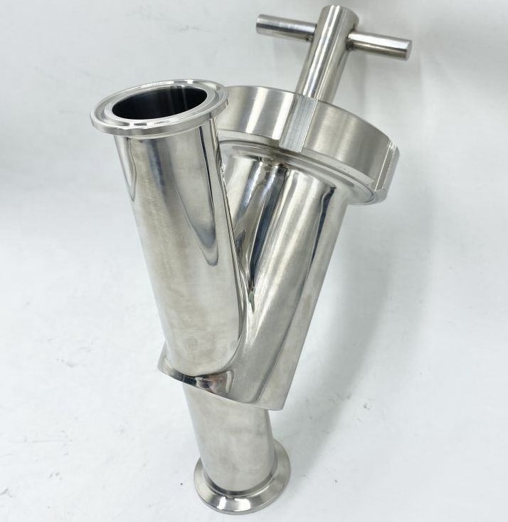 Representative polished welded Y-type strainer with removable screw-operated cover